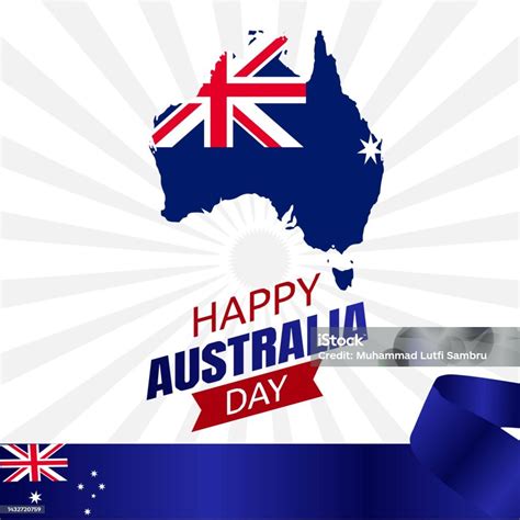 Happy Australia Day Vector Illustration With Map And Flag Suitable For Greeting Card Poster And ...