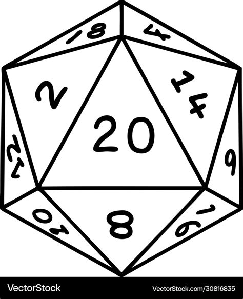 Natural 20 d20 dice roll Royalty Free Vector Image