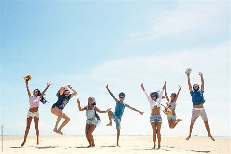 "Group Of Happy People Jumping On A Tropical Beach" by Stocksy ...