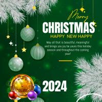 Happy New Year and Christmas card invitation Template | PosterMyWall