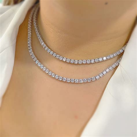 4mm Diamond Tennis Chain / 14k White Gold Finish / Diamond | Etsy