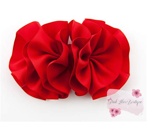 Red Hair Bow Ruffled Hair Bow Red Bow Red Hairbow Girls - Etsy