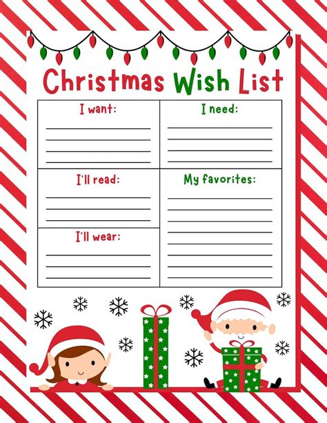 10 Free Christmas Wish List Printables for Kids - DIY Playbook