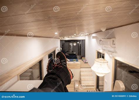 Mobile tiny house interior stock image. Image of loft - 257450091