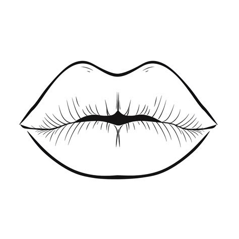 Hand Drawn Image Of Black And White Lips, Lip Drawing, Lips Drawing, Black And White Drawing PNG ...