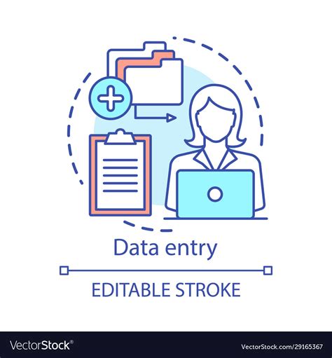 Data entry concept icon typist transcriber clerk Vector Image