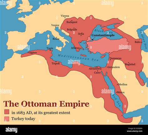 The Ottoman Empire at its greatest extent in 1683, and Turkey today ...