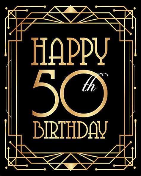 Happy 50th Birthday Sign Printable Birthday Poster. Fiftieth - Etsy