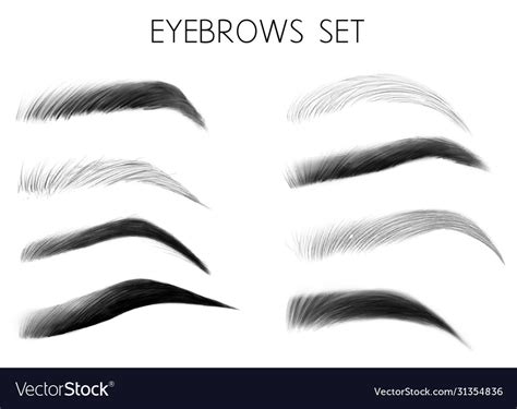 Eyebrows black and white set Royalty Free Vector Image