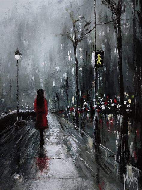 Rainy night Painting by Mishel Aleqyan | Saatchi Art