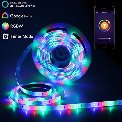 Texsens 5M LED Strip RGBW Wireless Smart Light Waterproof APP Control US Plug Holiday Lights-in ...