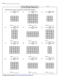 Area by Counting Square Units | Area Worksheets