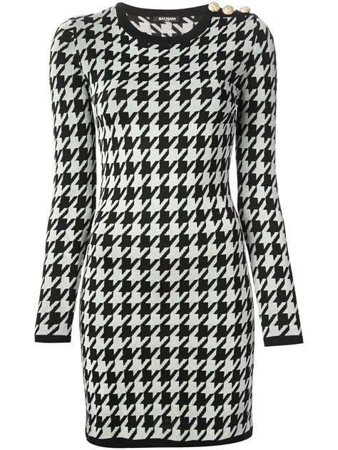 Balmain Geometric Pattern Dress in White - Lyst