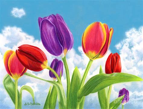 Tulip Garden Painting by Sarah Batalka