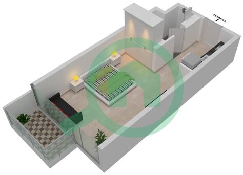 Floor plans for Unit 20 Studio Apartments in Azizi Riviera 17 | Bayut Dubai