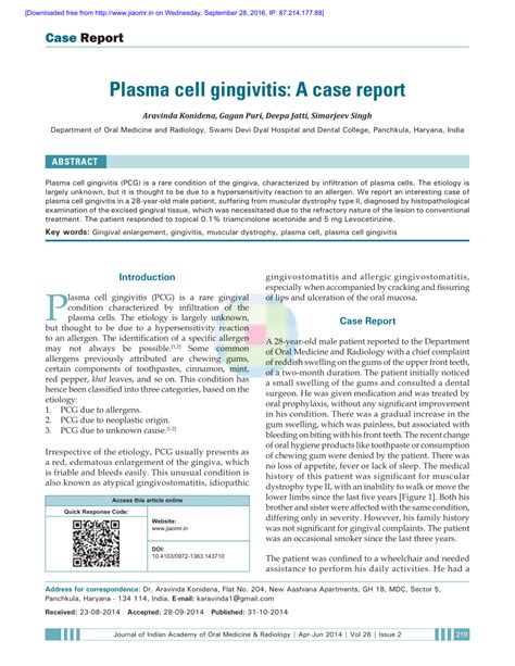 (PDF) Plasma cell gingivitis: A case report