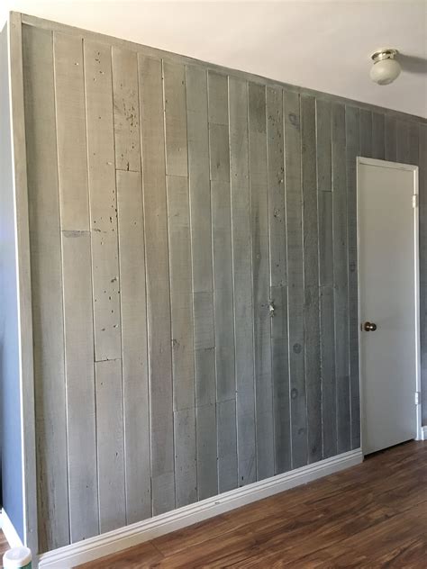 Classic Grey Stained Wood Wall with Metal Grey Paint Mix