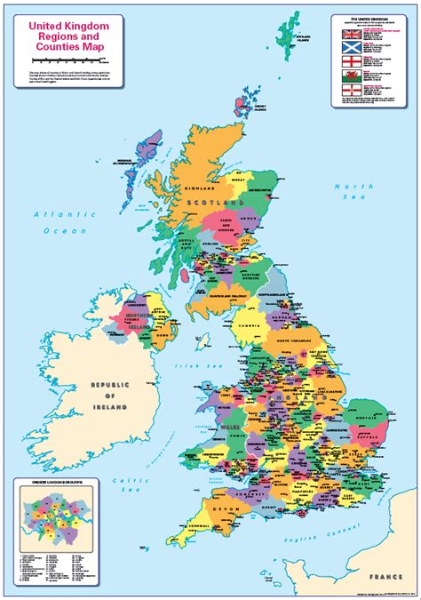 United Kingdom counties and regions map - small - Cosmographics Ltd