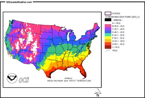 US Annual Mean Maximum Dew Point Temperature | Map, Usa map, Summer drought