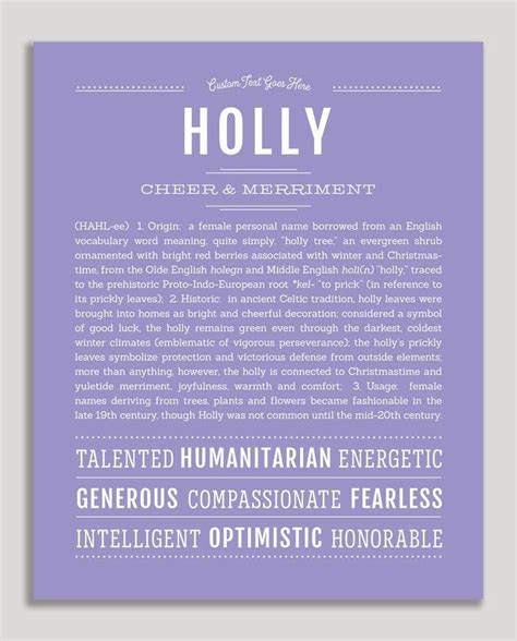 Holly | Name Art Print | Classic names, Personalized art print, Names with meaning