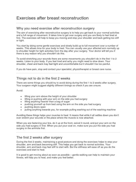 Exercises After Breast Reconstruction | Download Free PDF | Surgery ...