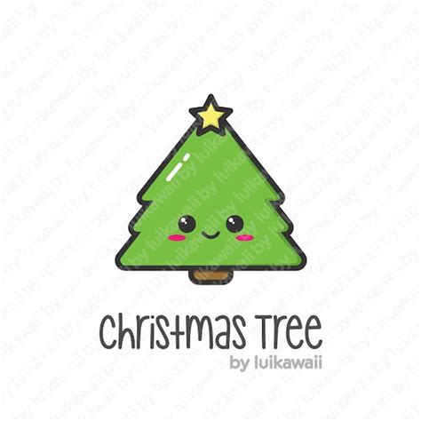 Kawaii Christmas Tree / Christmas Tree Clipart / Christmas | Etsy