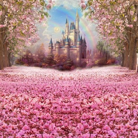 Cherry blossoms Castle Birthday Photography Backdrops Photo Background ...