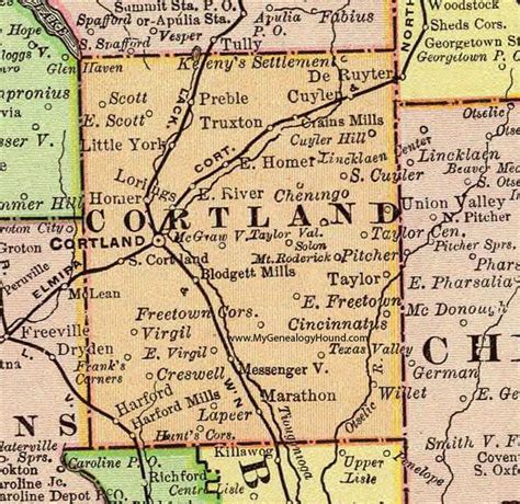 Cortland County, New York 1897 Map by Rand McNally, NY