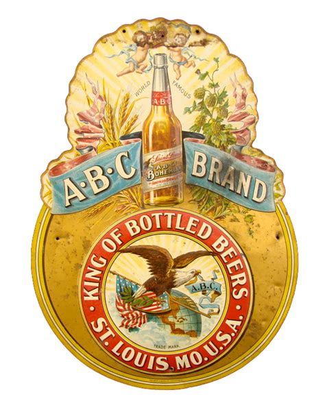 ABC Beer Tin Lithographic Diecut Sign 1900 - The Antique Advertising Expert