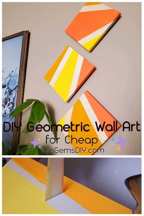 Colorful DIY Geometric Wall Art on a Budget - TenGemsDIY.com Easy DIY Home Decor