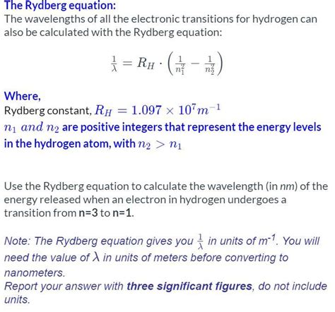 Solved The Rydberg equation: The wavelengths of all the | Chegg.com