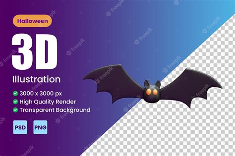 Premium PSD | Bat cute halloween 3d render illustration