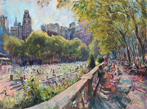 Rob Pointon Artist Travel Blog: Oil painting 13 - Summer in Bryant Park