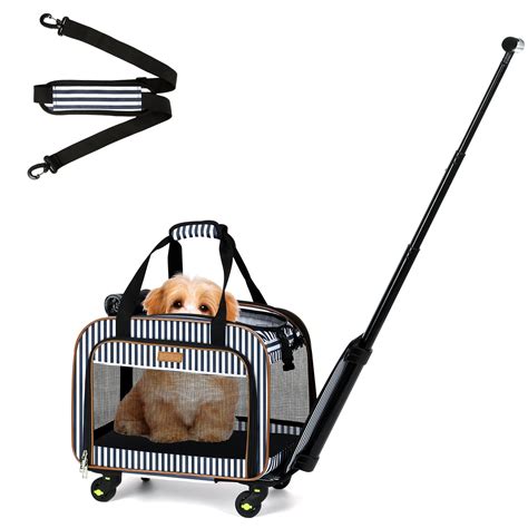 Lekebobor Dog Carrier with Wheels Rolling Pet Carrier Cat Carrier ...