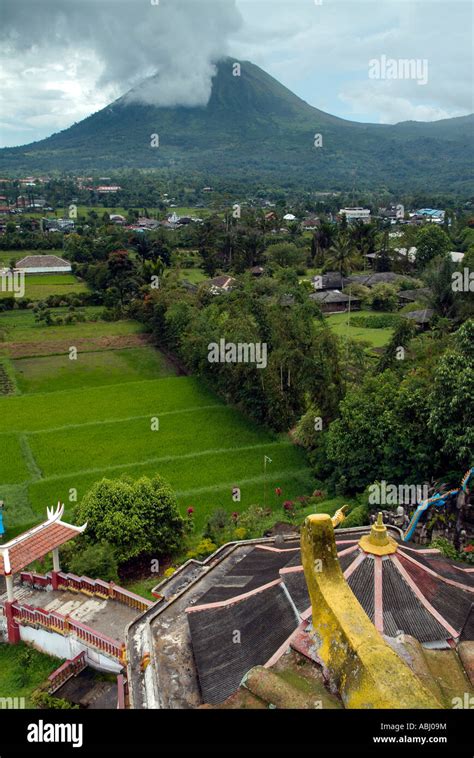 View of the country side and a volcano of North Sulawesi Stock Photo ...