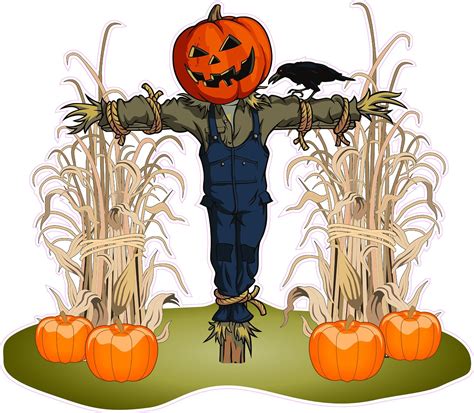 Halloween Corn Stalks and Scarecrow Pair Wall Decor Decal | Nostalgia ...