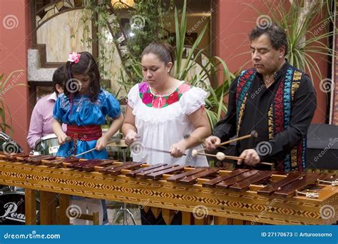 Marimba Musicians & Traditional Folk Dancers In Street, Guatemala ...