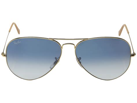 Ray-Ban RB3025 Aviator 62mm Black/Gradient Light Blue Lens - Zappos.com ...