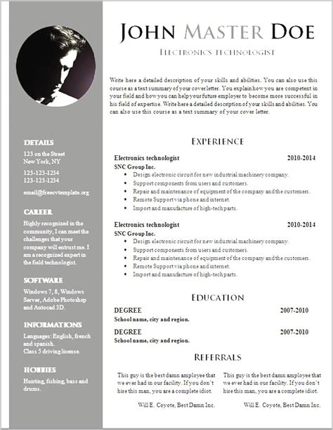 Word Document Downloadable Free Resume Templates Templates-2 : Resume Examples