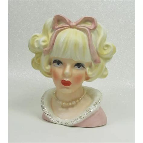 VINTAGE NIPPON YOKO Boeki Co. Lady Head Vase Pretty In Pink Japan 1960s Headvase $399.00 - PicClick