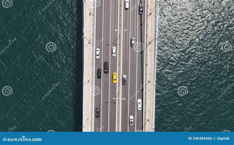 City Traffic on Bridge Aerial View Stock Photo - Image of blue, europe ...