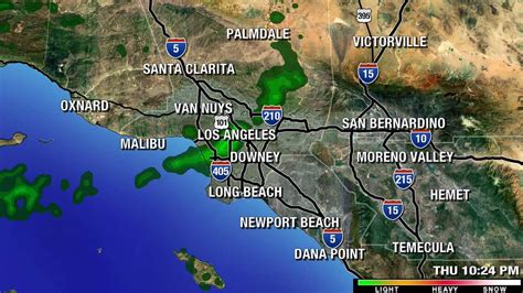 Southern California Live Mega Doppler: Light rain falling in Southern California