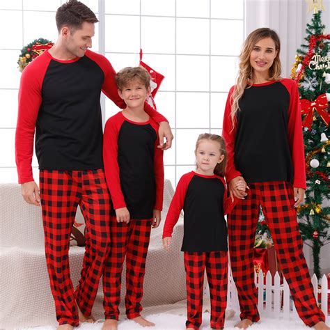 Christmas Matching Family Pajamas Black and Red Plaids DIY Custom ...