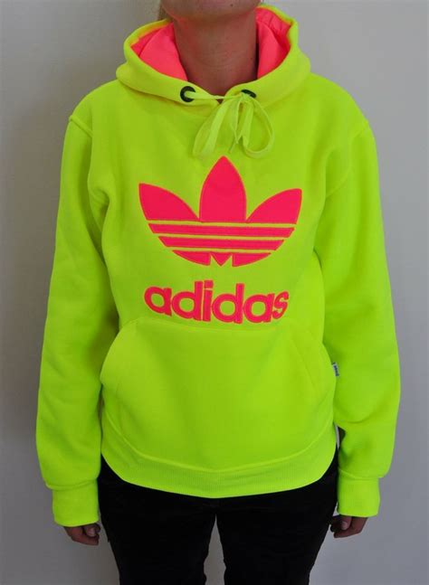 Adidas Trefoil Women Neon Sweatshirt Hoodie - Neon Yellow - | Neon sweatshirts, Sweatshirts, Hoodies