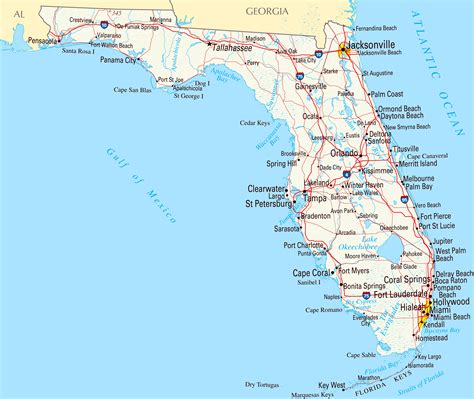 Large roads and highways map of Florida state with cities | Vidiani.com | Maps of all countries ...