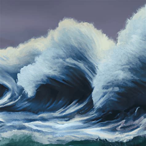 Huge Waves of an Ocean Storm Painting · Creative Fabrica