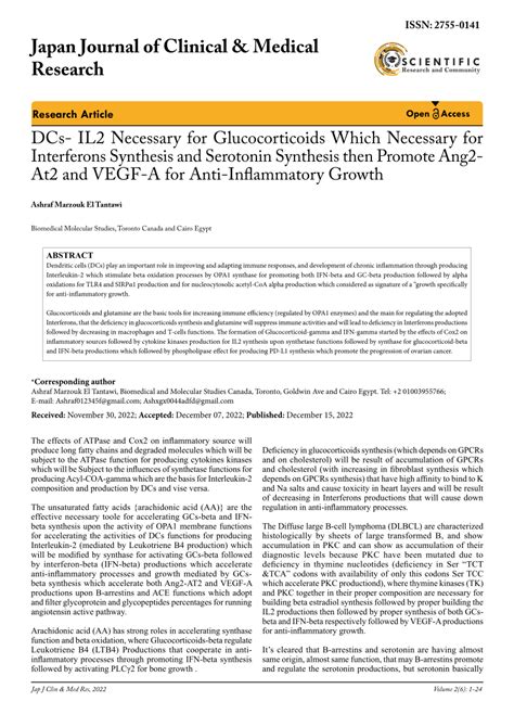 (PDF) DCs- IL2 Necessary for Glucocorticoids Which Necessary for Interferons Synthesis and ...