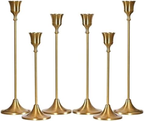Amazon.com: Set of 2 Brass Taper Candle Holders, Centerpiece Table ...