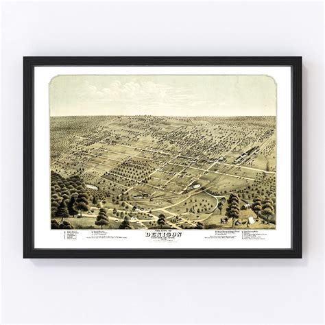 Vintage Map of Denison, Texas 1876 by Ted's Vintage Art