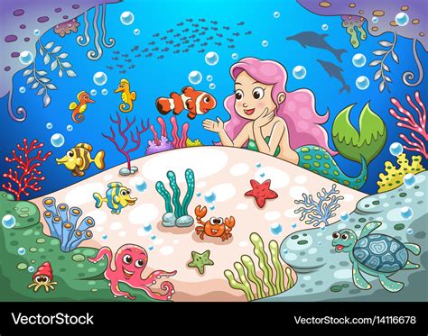 Mermaid Underwater Cartoon Clip Art Underwater Cartoon Vector | Images and Photos finder